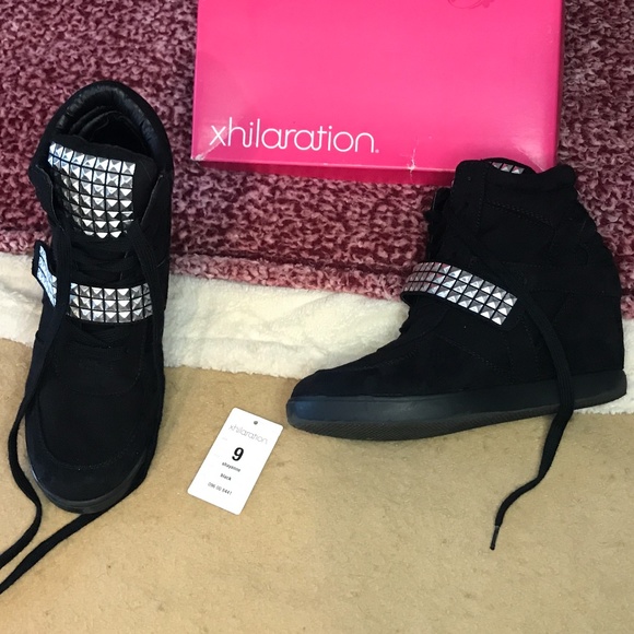 Xhilaration Shoes - xhilaration Black Platform Sneakers w/ Silver Embellishments